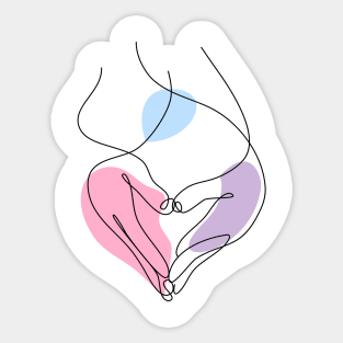 Heart Shaped Hand Draw One Continuous Line Sticker